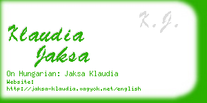 klaudia jaksa business card